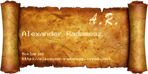 Alexander Radamesz névjegykártya